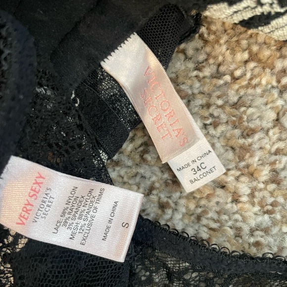 Victorias Secret Long Line Balconet Corset Bra Panty Set 34C S Black White - Picture 5 of 5